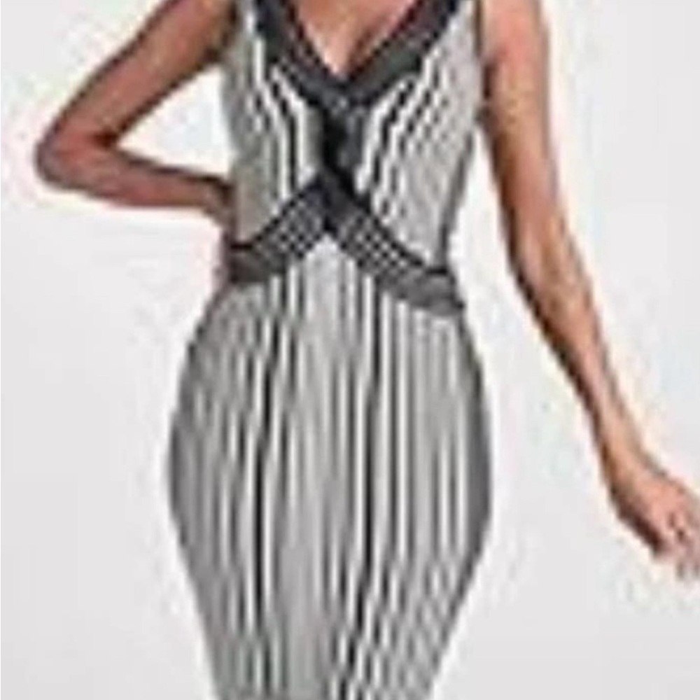 Venus Striped Tank Sweater Dress in Black and White